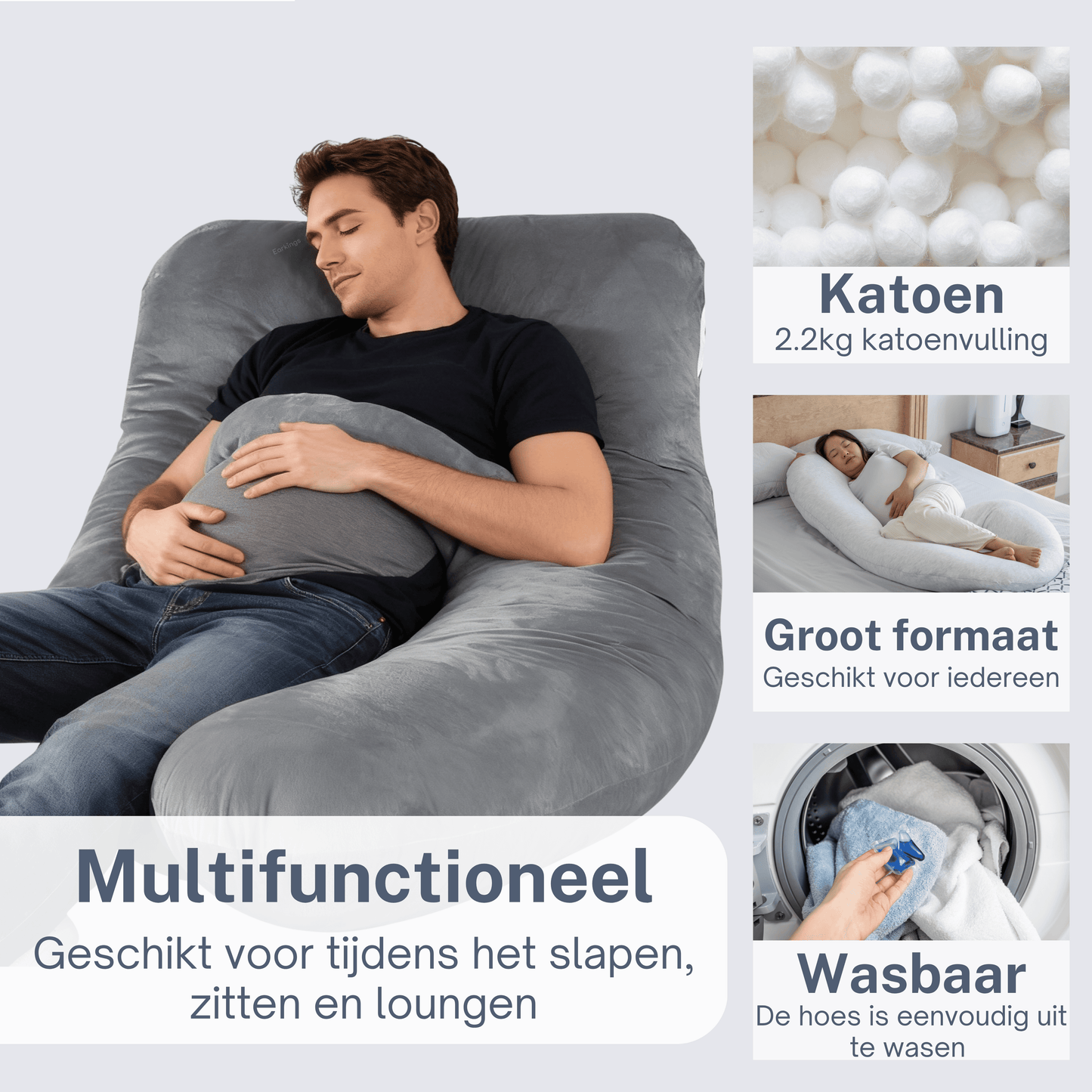 Zijslaapkussen 140x80cm