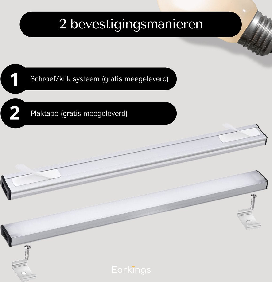 Onderbouwverlichting LED Met Bewegingssensor 30cm - Natuurlijk Wit - Earkings