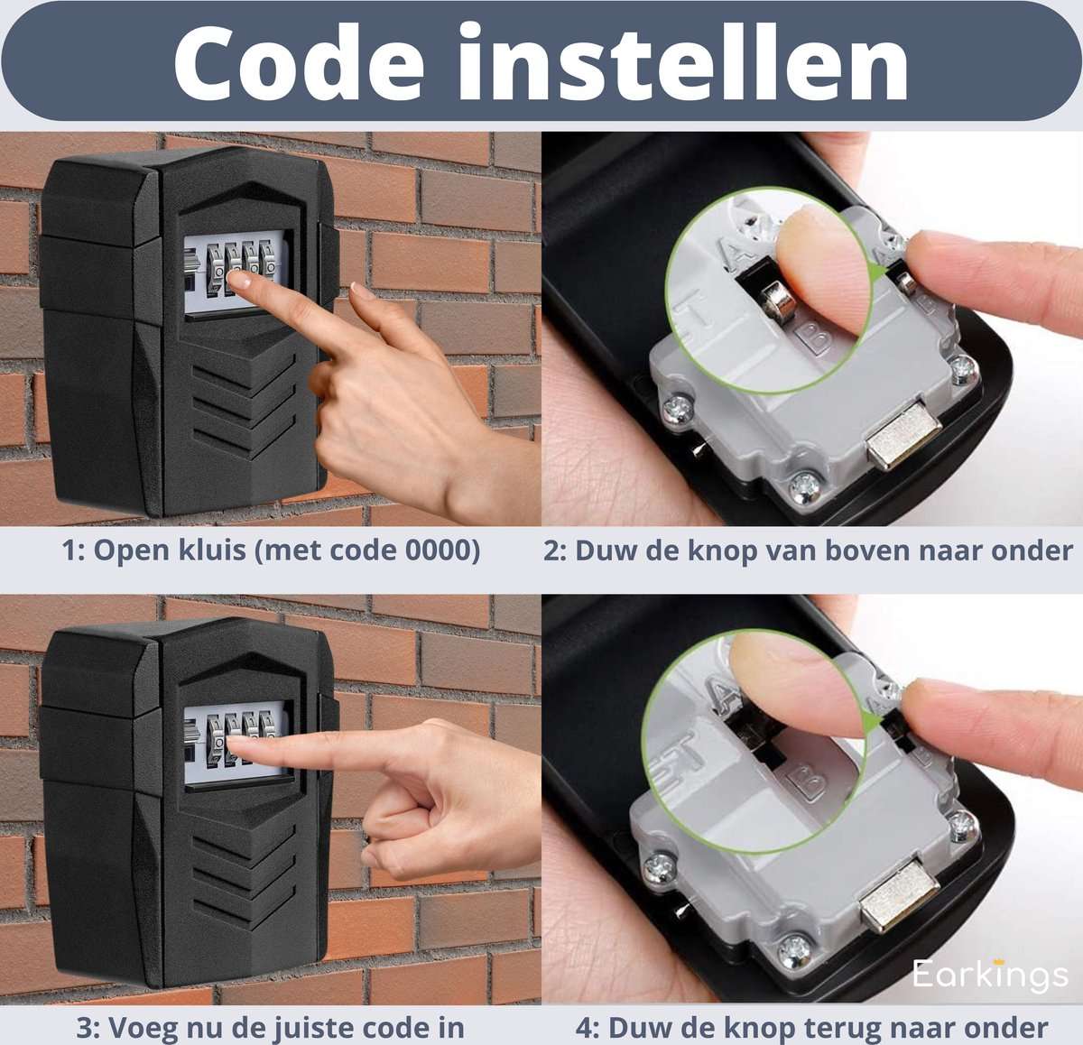 Premium Sleutelkluis Sleutelkastje Inclusief Wandmontage - Earkings