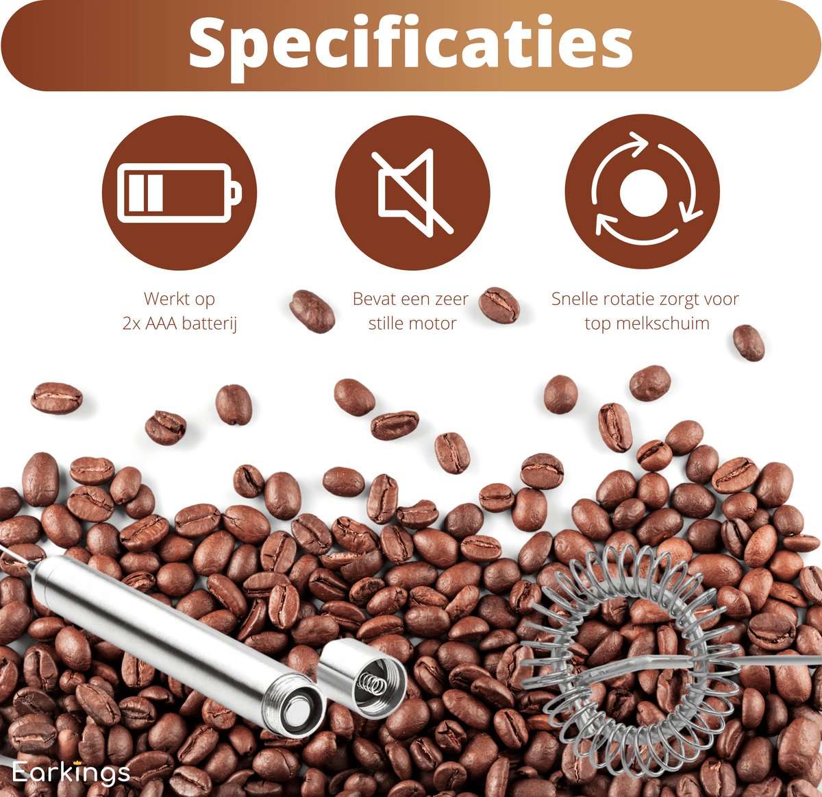 Melkopschuimer Elektrisch van RVS - Earkings