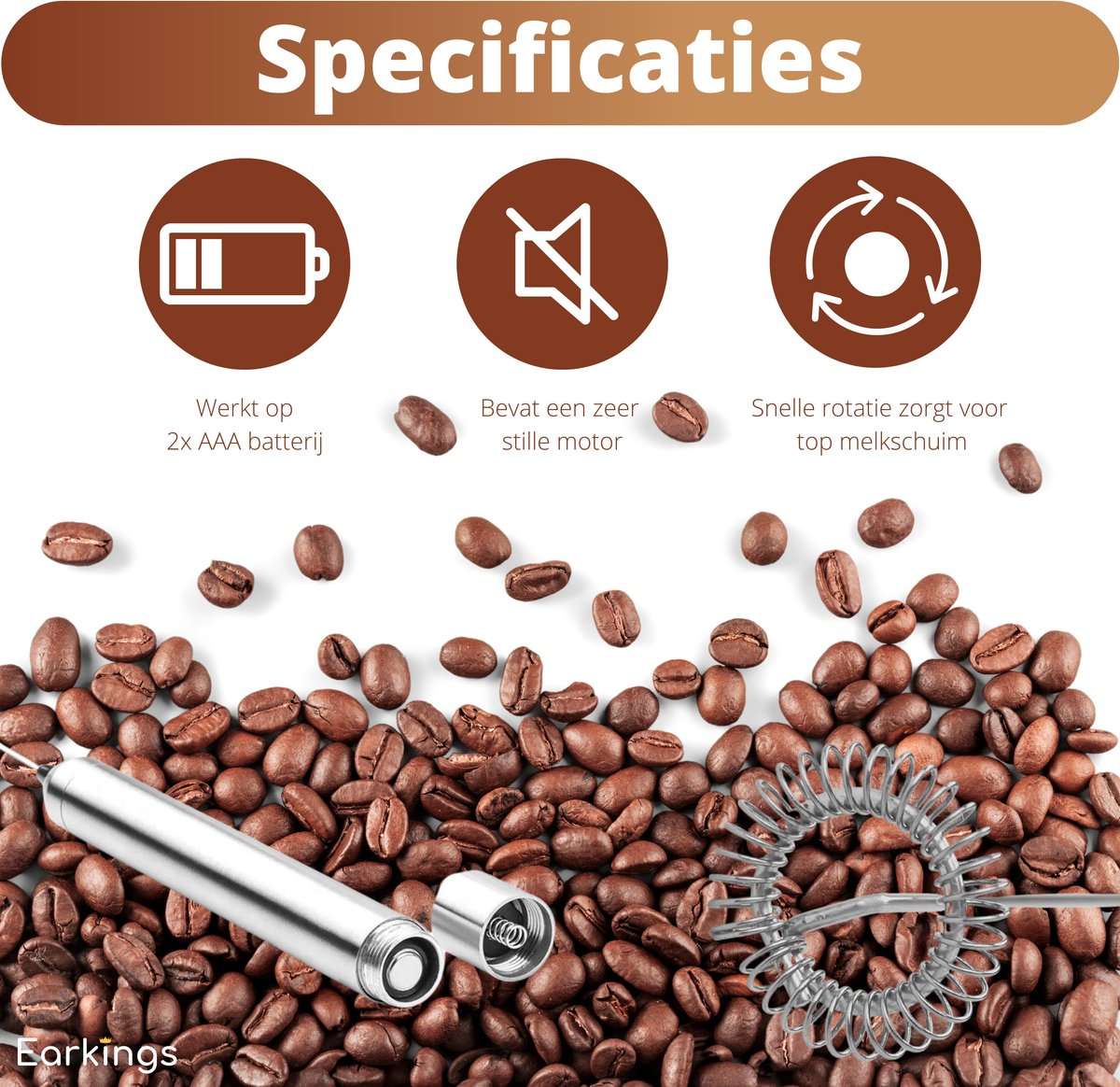 Melkopschuimer Elektrisch van RVS - rood - Earkings