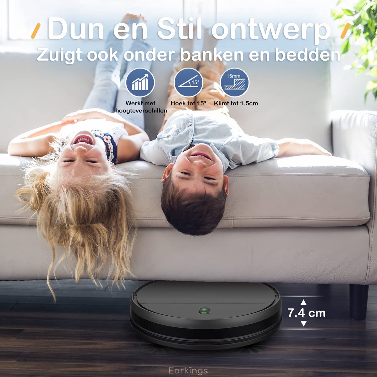 Robotstofzuiger SMART met Dweilfunctie en Laadstation - Earkings