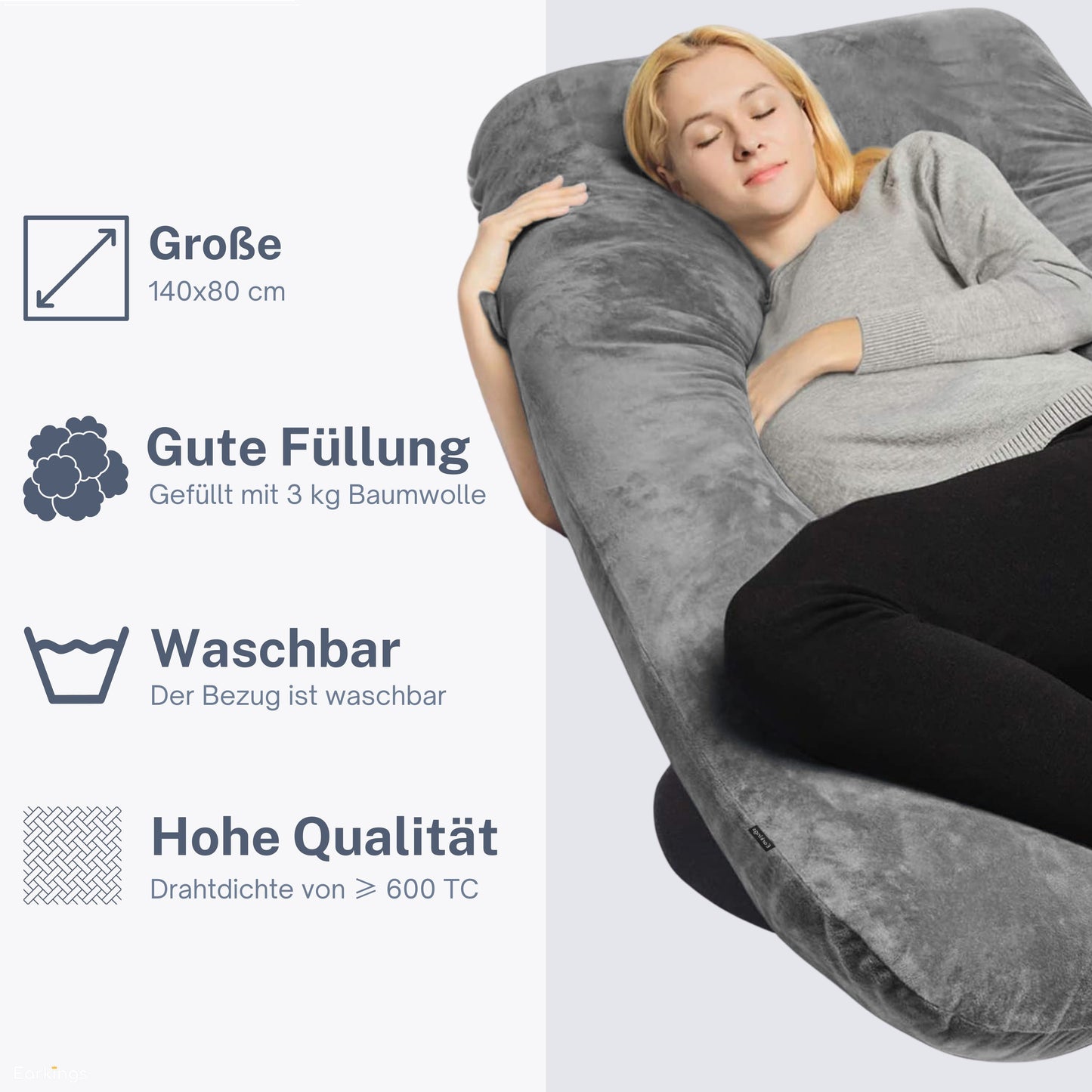 Pregnancy pillow Side sleeping pillow 140x80cm
