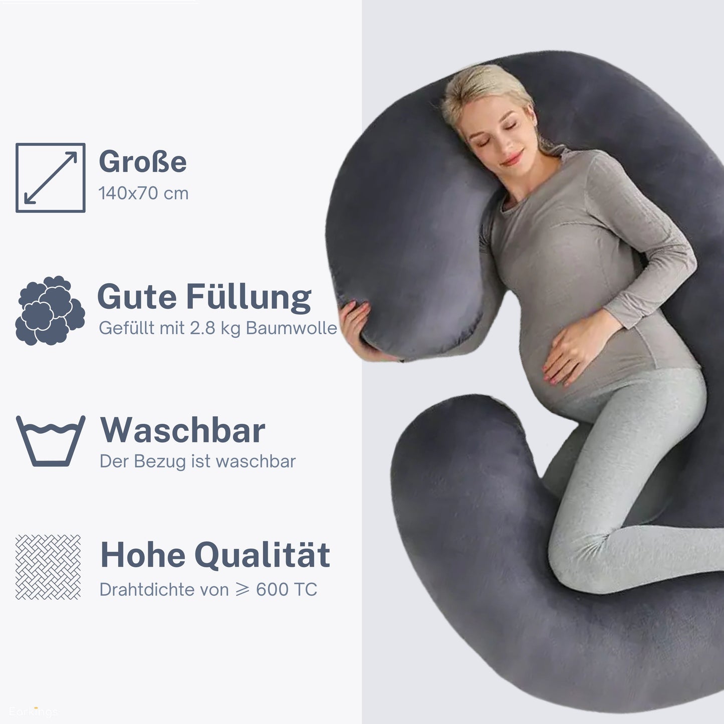 Pregnancy pillow Side sleeping pillow 140x80cm