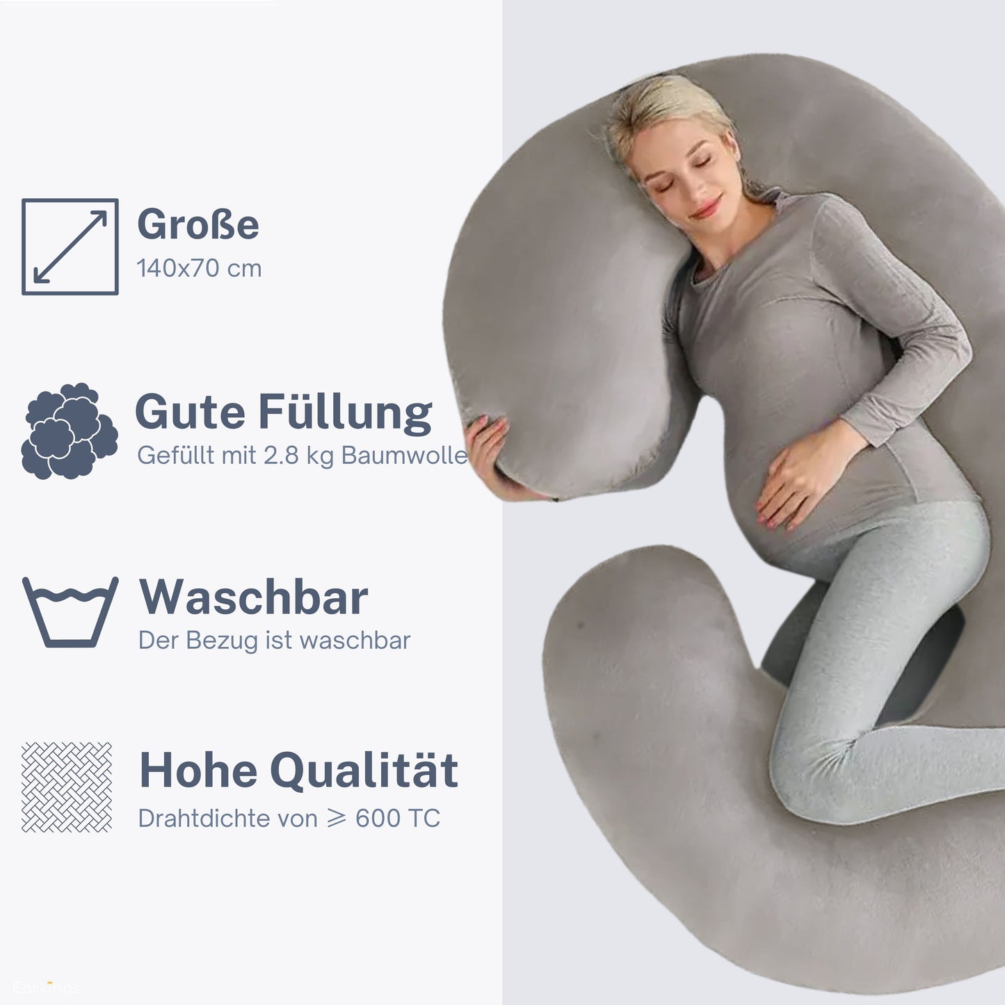 Pregnancy pillow Side sleeping pillow 140x80cm