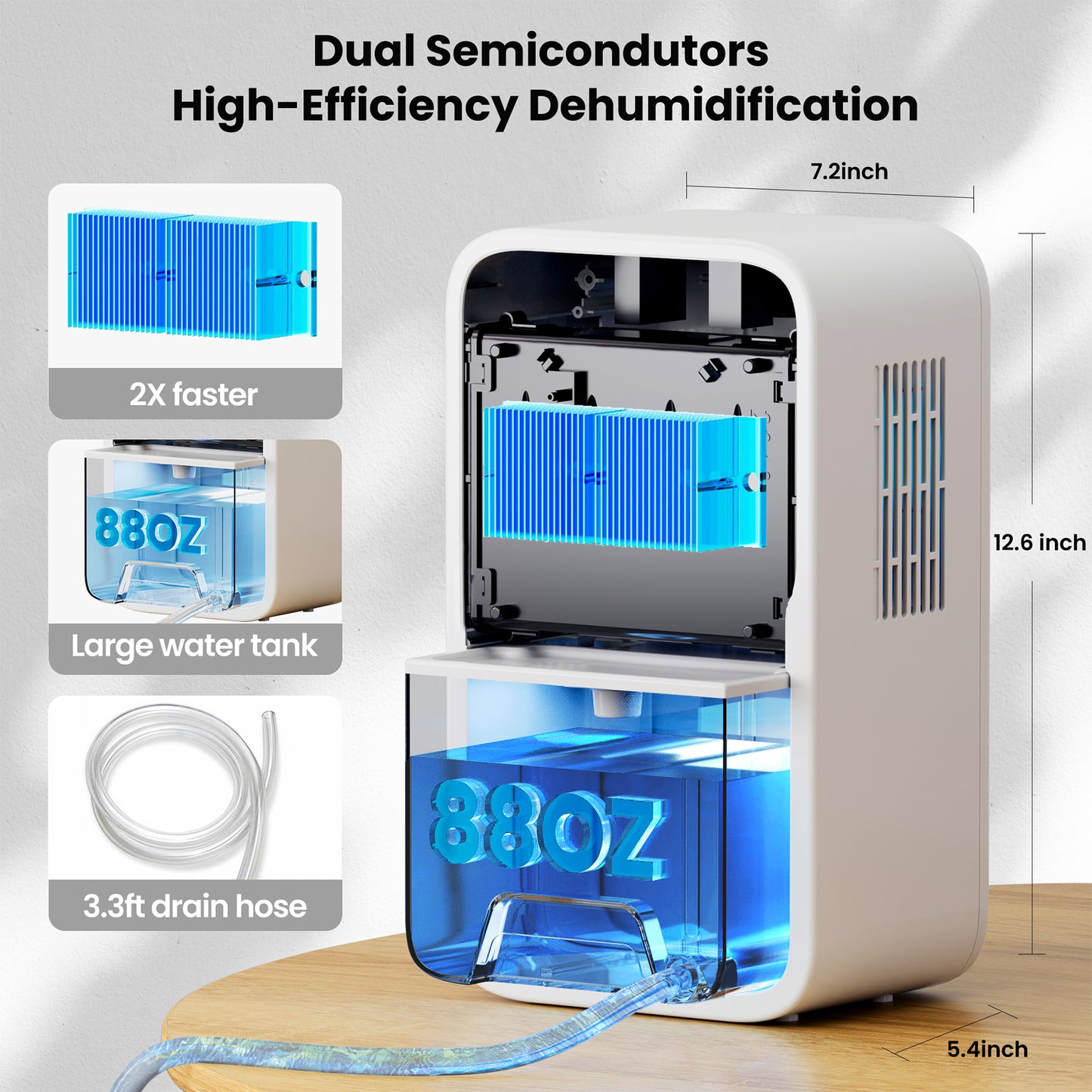 Luchtontvochtiger en Luchtreiniger - Ontvochtigt tot 1L per Dag