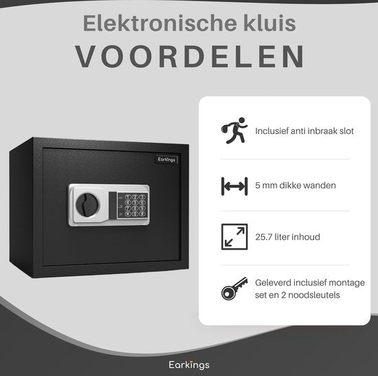 Elektronische Kluis 30x38x30 cm met Cijferslot - Earkings