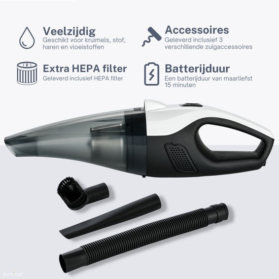 Kruimeldief Stofzuiger Snoerloos 3 Opzetstukken 8kPa wit - Earkings