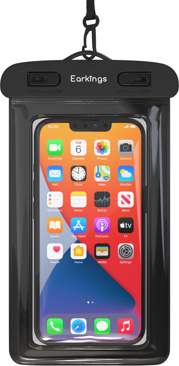 Waterdichte telefoonhoesjes Set van 2 stuks - zwart & wit - Earkings