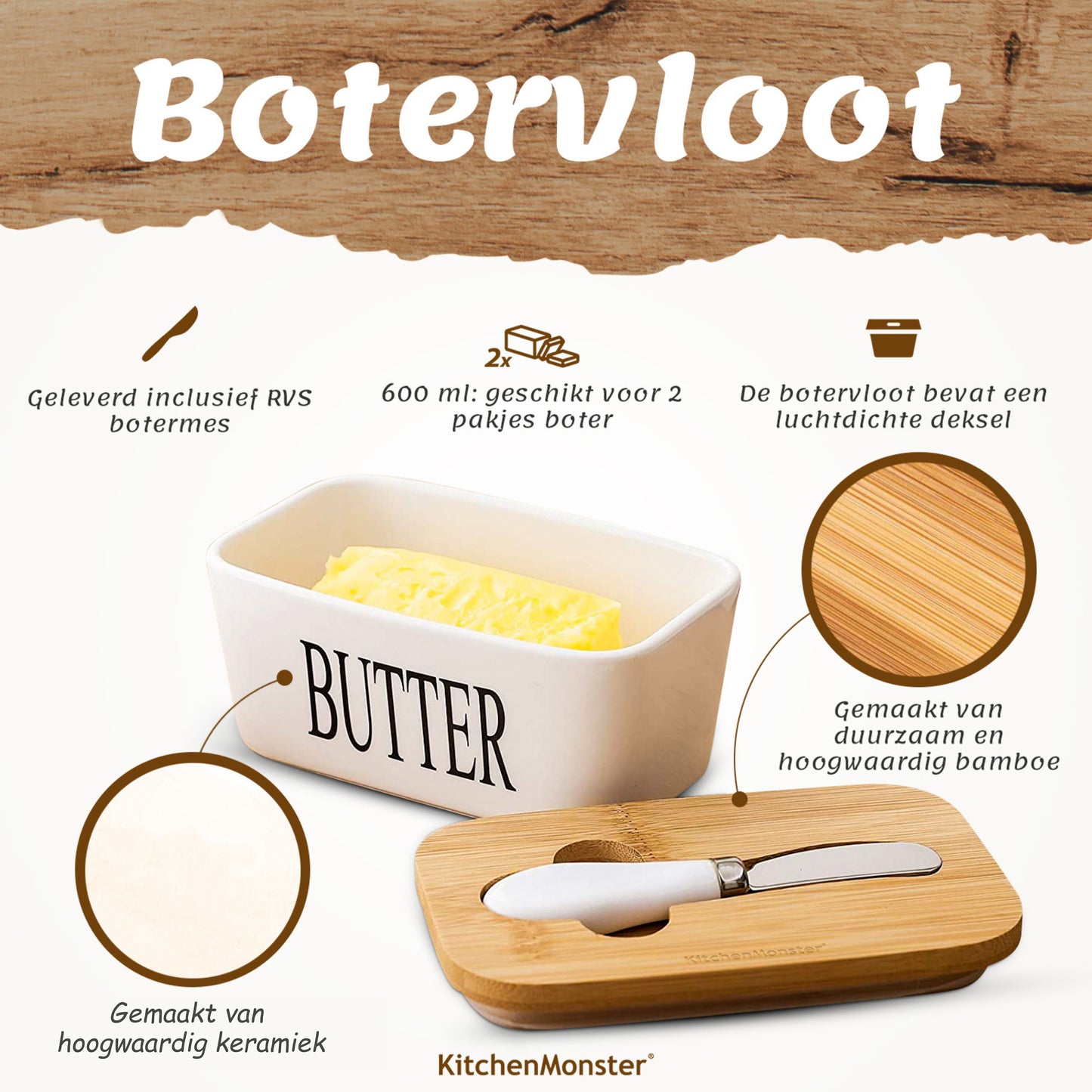 KitchenMonster® Butter Dish Black