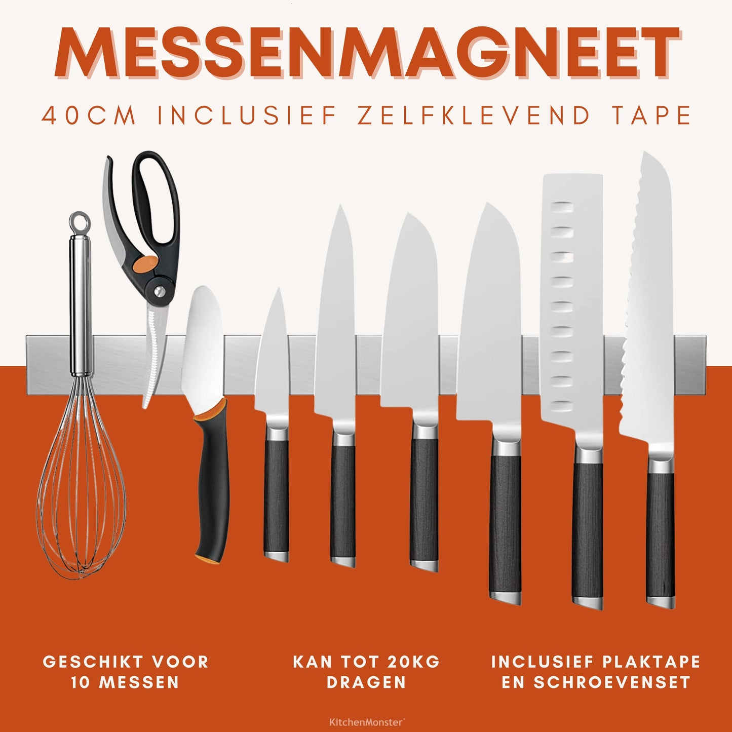 KitchenMonster® Messenmagneet 40cm