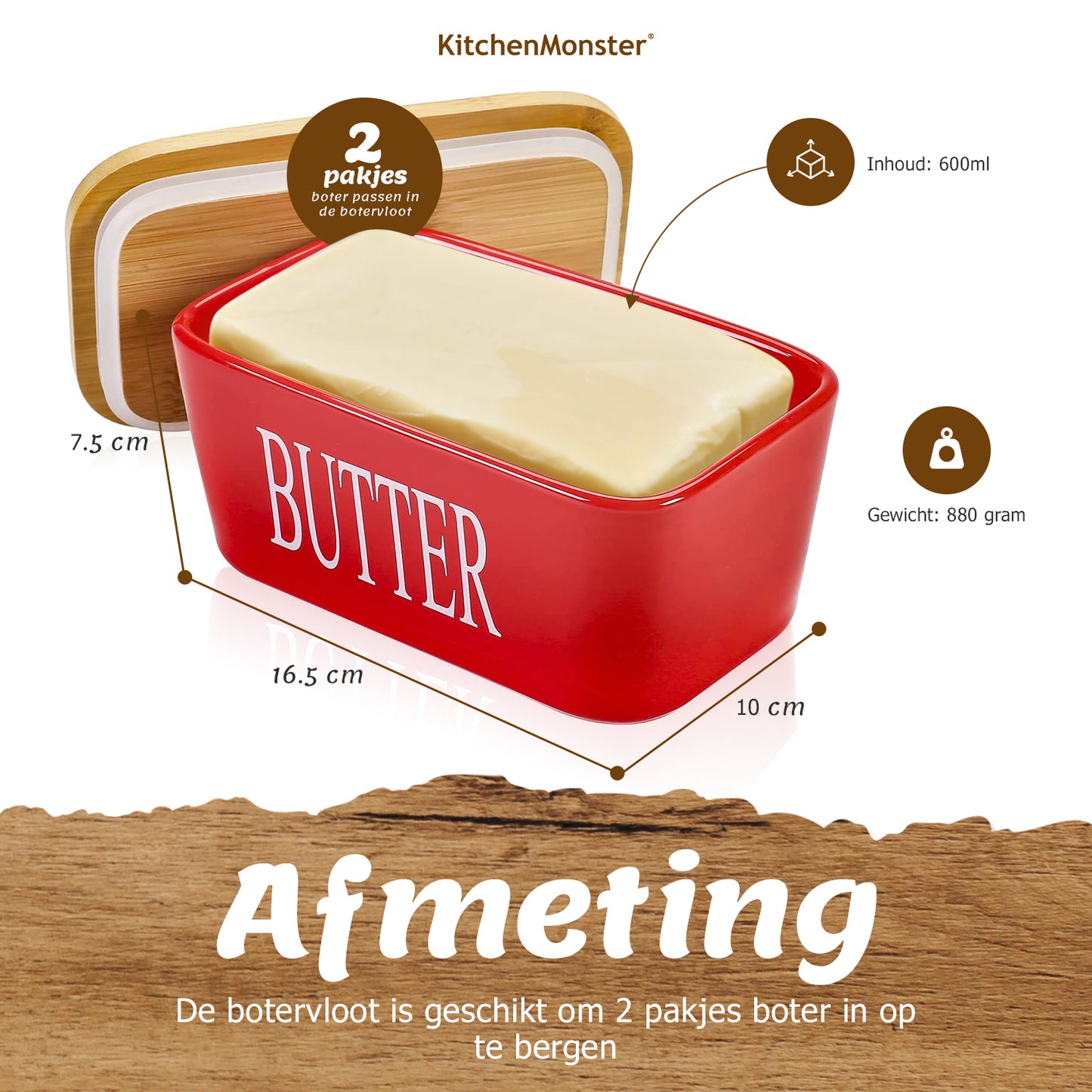 KitchenMonster® Butter Dish Black