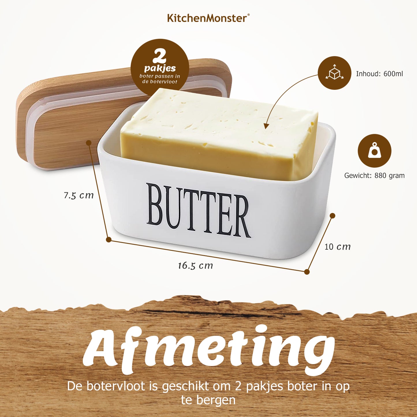 KitchenMonster® Butter Dish Black