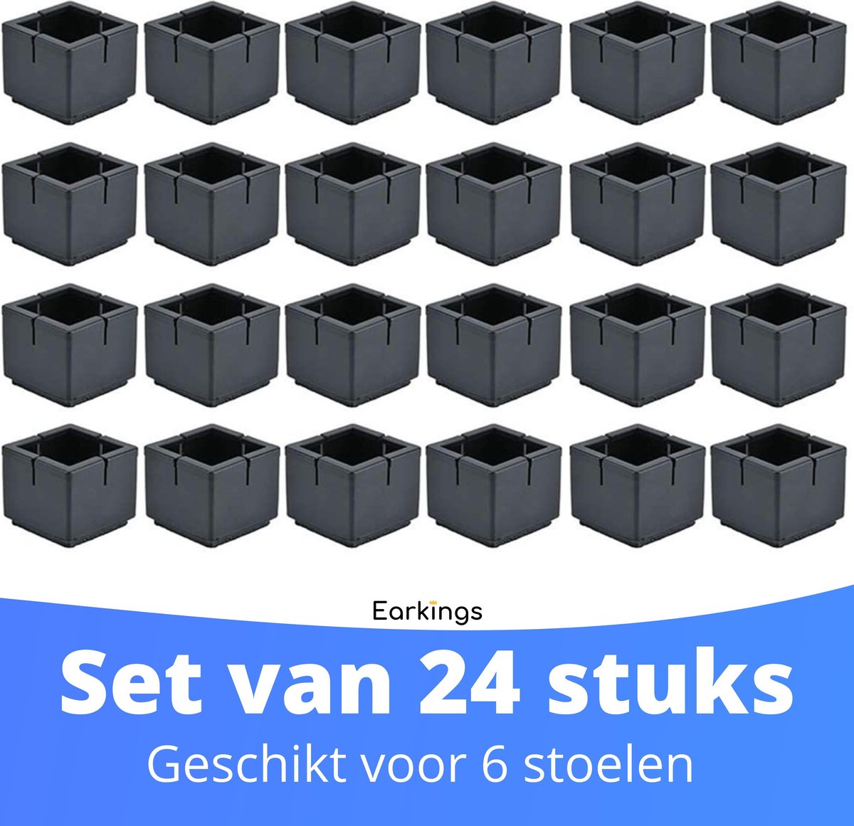 Stoelpoot Beschermers Vloerbeschermer - 24 stuks - Vierkante voor poten groter dan 35x35mm - Earkings