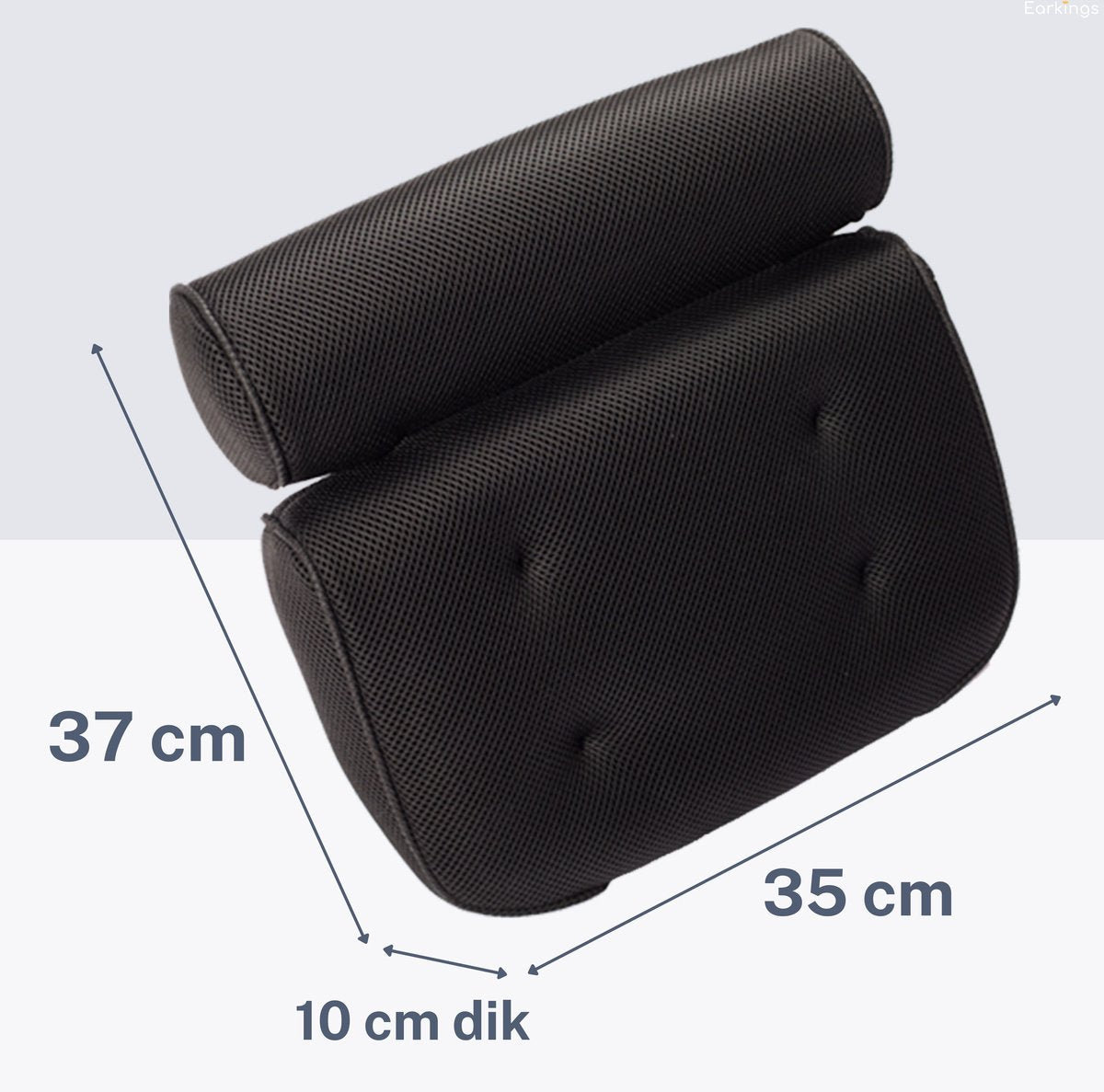 Badkussen Nekkussen bad met 6 zuignappen - zwart - Earkings