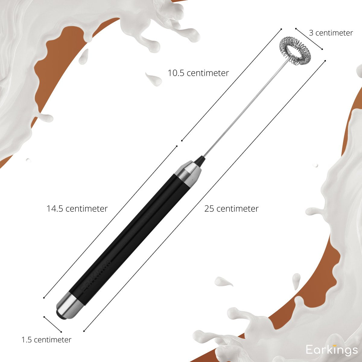 Melkopschuimer Elektrisch van RVS - zwart - Earkings