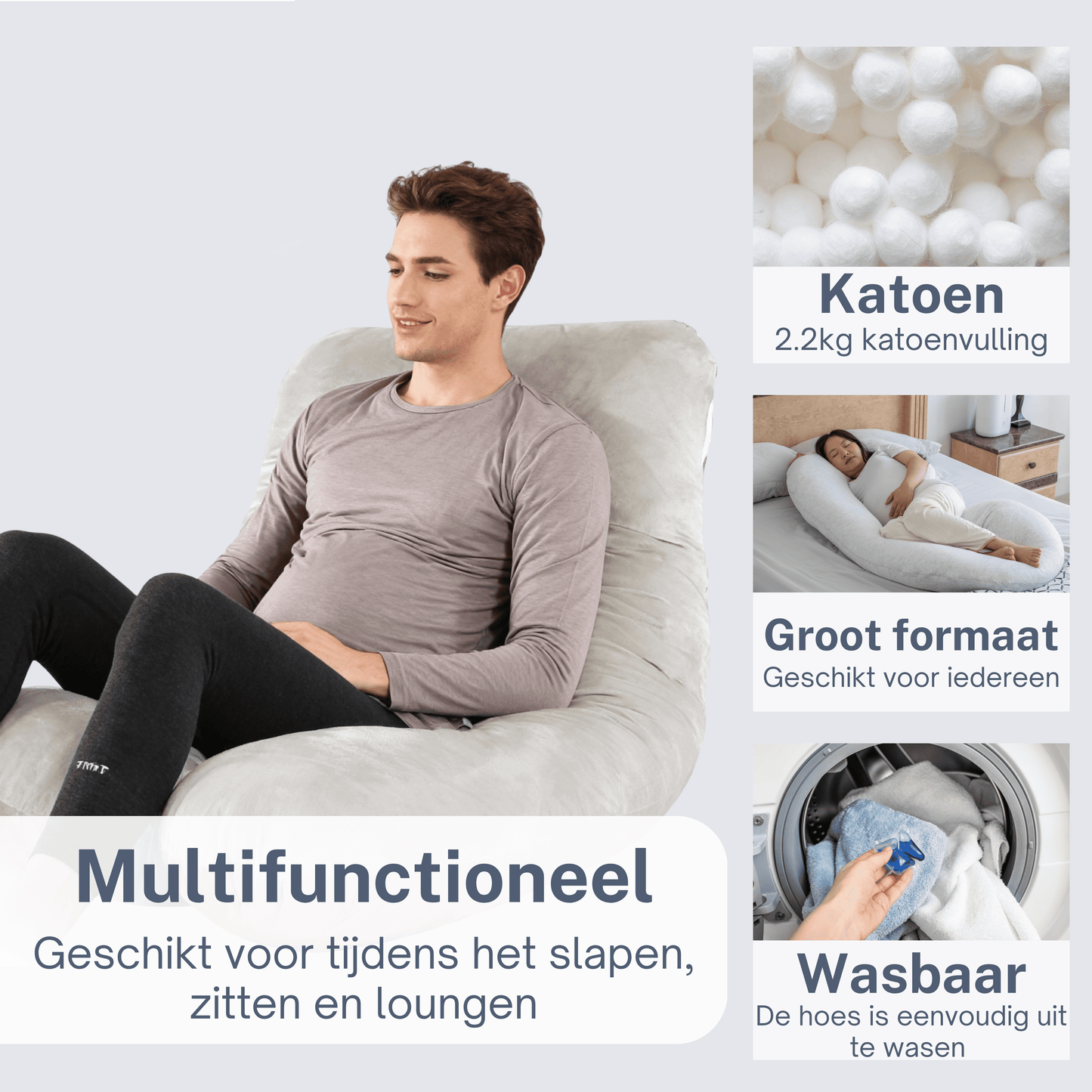 Zijslaapkussen 140x80cm