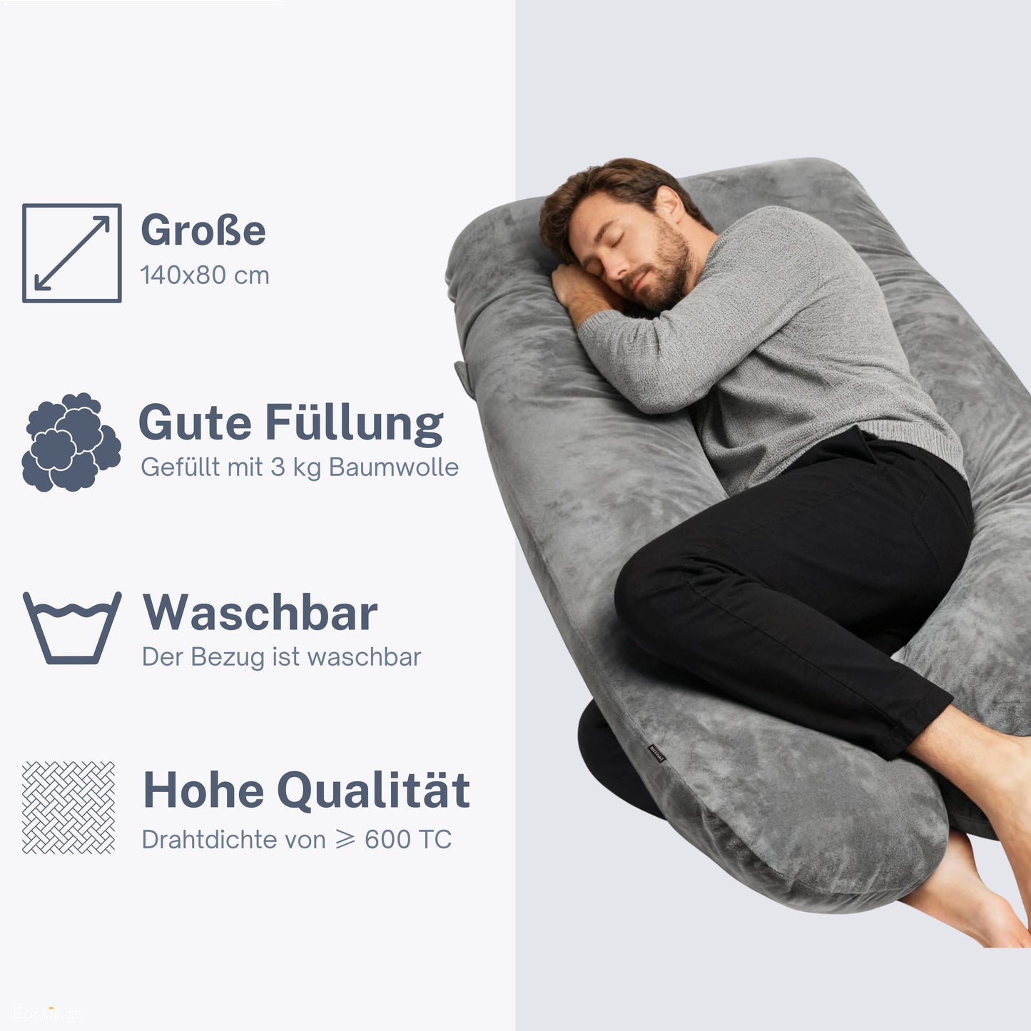 Pregnancy pillow Side sleeping pillow 140x80cm