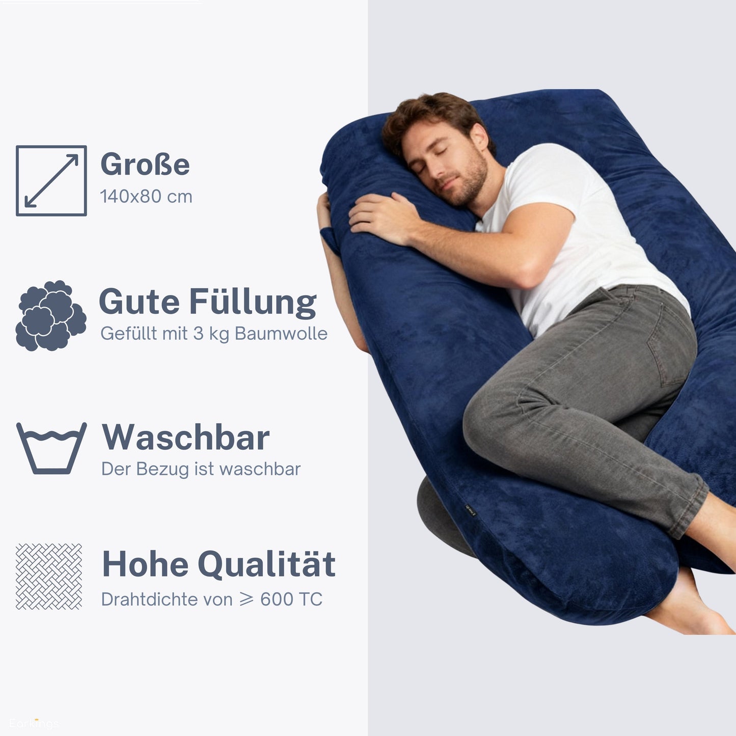 Pregnancy pillow Side sleeping pillow 140x80cm