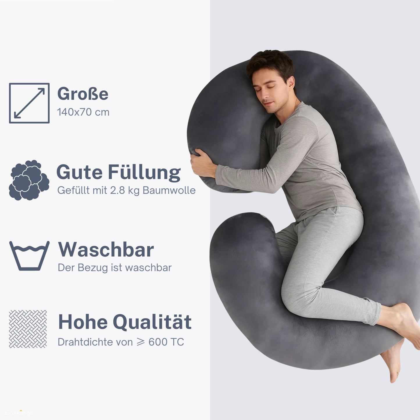 Pregnancy pillow Side sleeping pillow 140x80cm