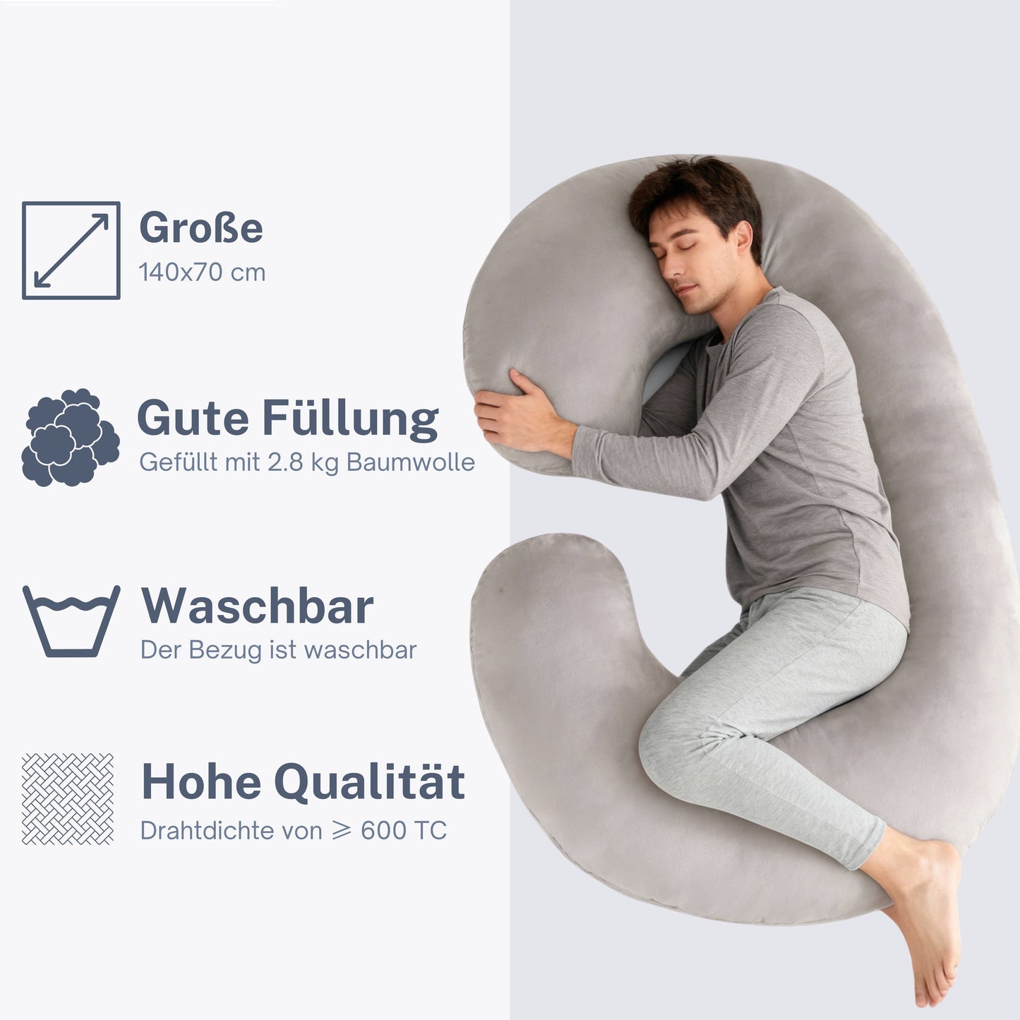 Pregnancy pillow Side sleeping pillow 140x80cm