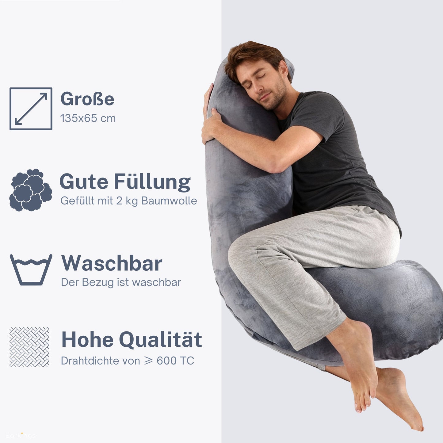 Pregnancy pillow Side sleeping pillow 140x80cm