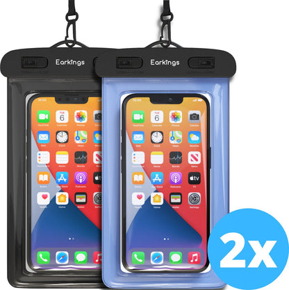 Waterdichte telefoonhoesjes Set van 2 stuks - zwart & donker blauw