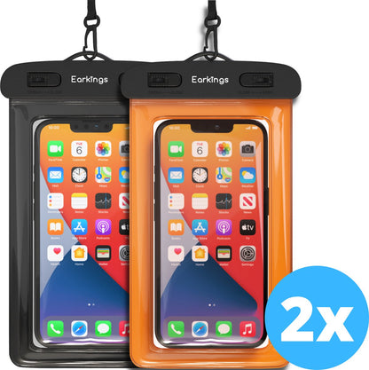 Waterdichte telefoonhoesjes Set van 2 stuks - zwart & oranje