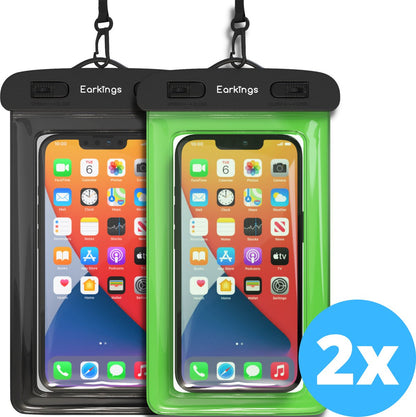 Waterdichte telefoonhoesjes Set van 2 stuks - zwart & groen