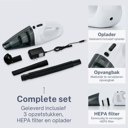Kruimeldief Stofzuiger Snoerloos met 3 Opzetstukken incl. HEPA Filter