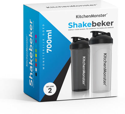 KitchenMonster® Shakebeker set van 2 - zwart