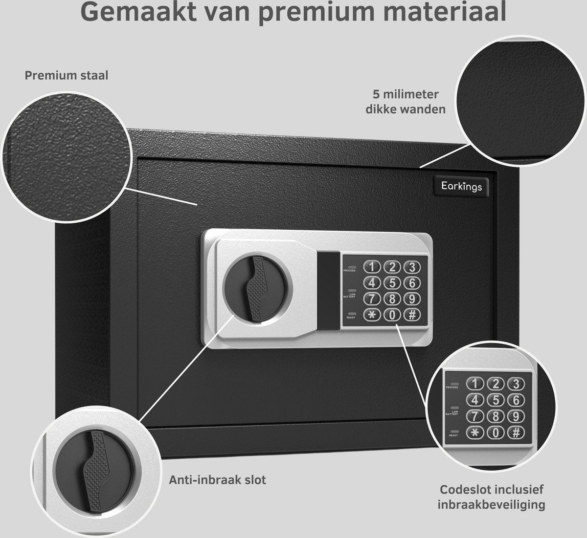 Elektronische Kluis 25x35x25 cm met Cijferslot