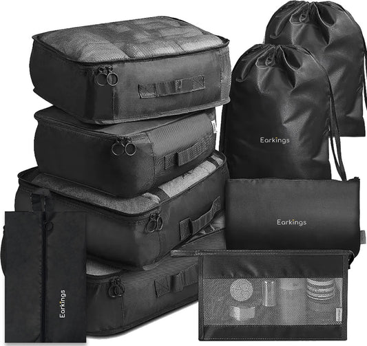 Packing Cubes Koffer-Organizer-Set – 9-teilig – Schwarz