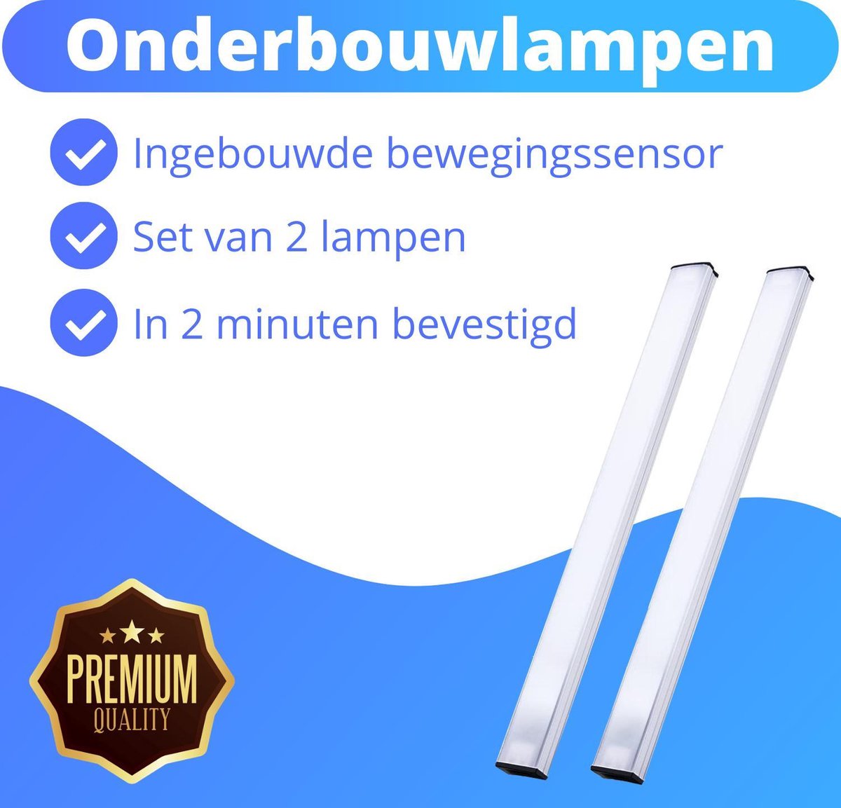 Onderbouwverlichting LED Met Bewegingssensor 30cm 2 stuks- Natuurlijk - wit