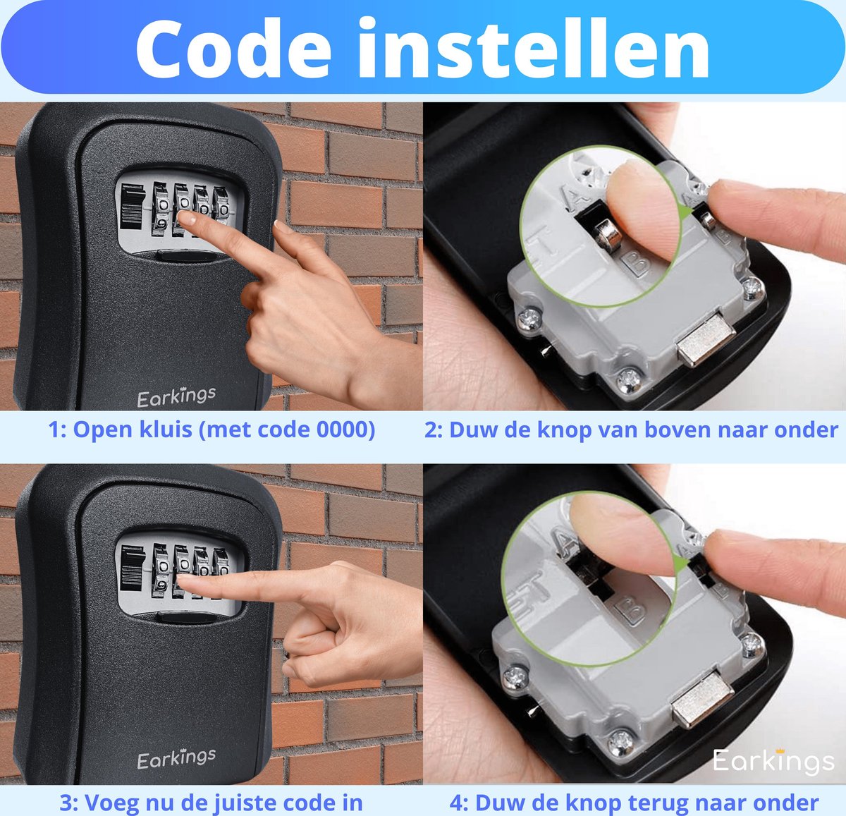 Sleutelkluisje met Code Inclusief Wandmontage - zwart