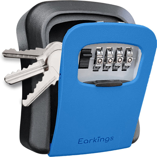 Key safe with code including wall mounting - blue