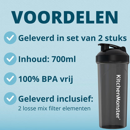 KitchenMonster® Shakebeker set van 2 - zwart