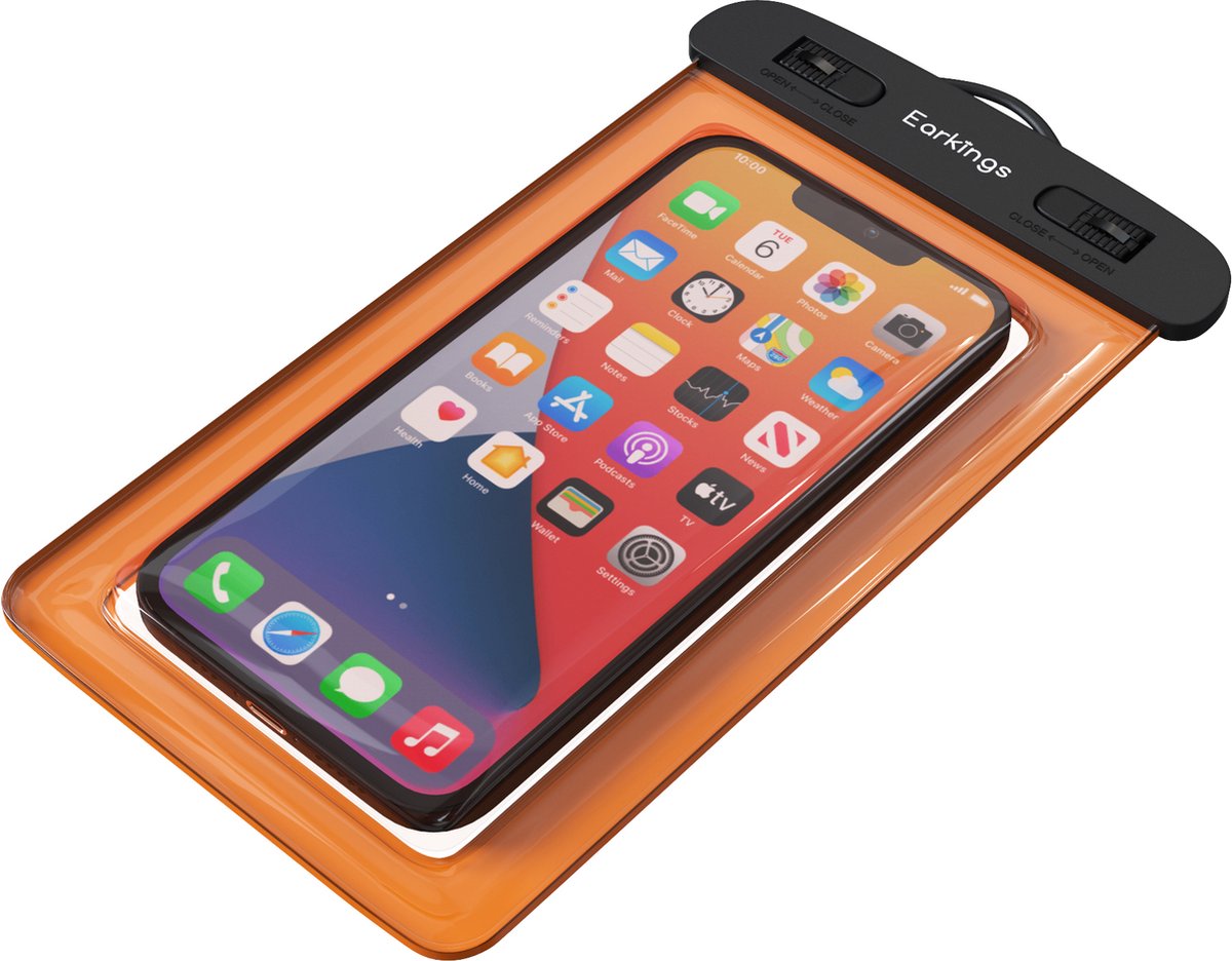 Waterdichte telefoonhoesjes Set van 2 stuks - zwart & oranje