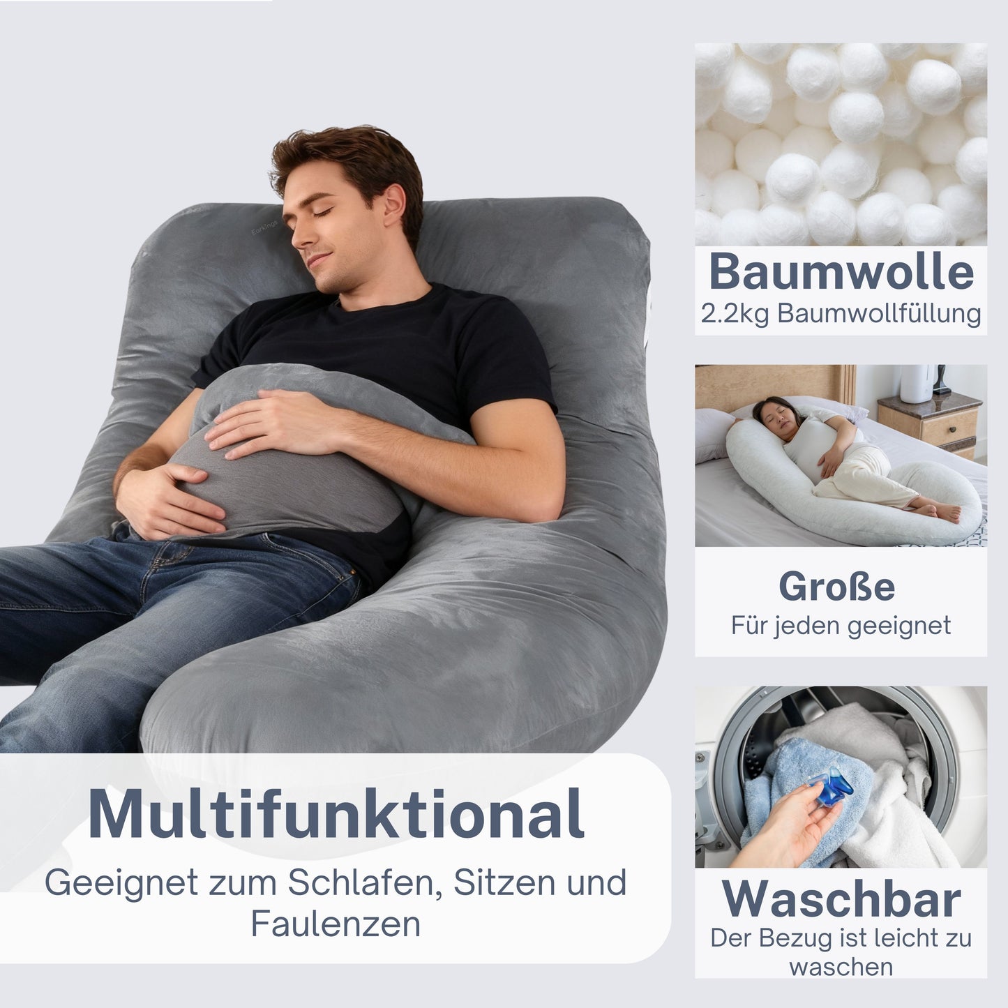 Pregnancy pillow Side sleeping pillow 140x80cm