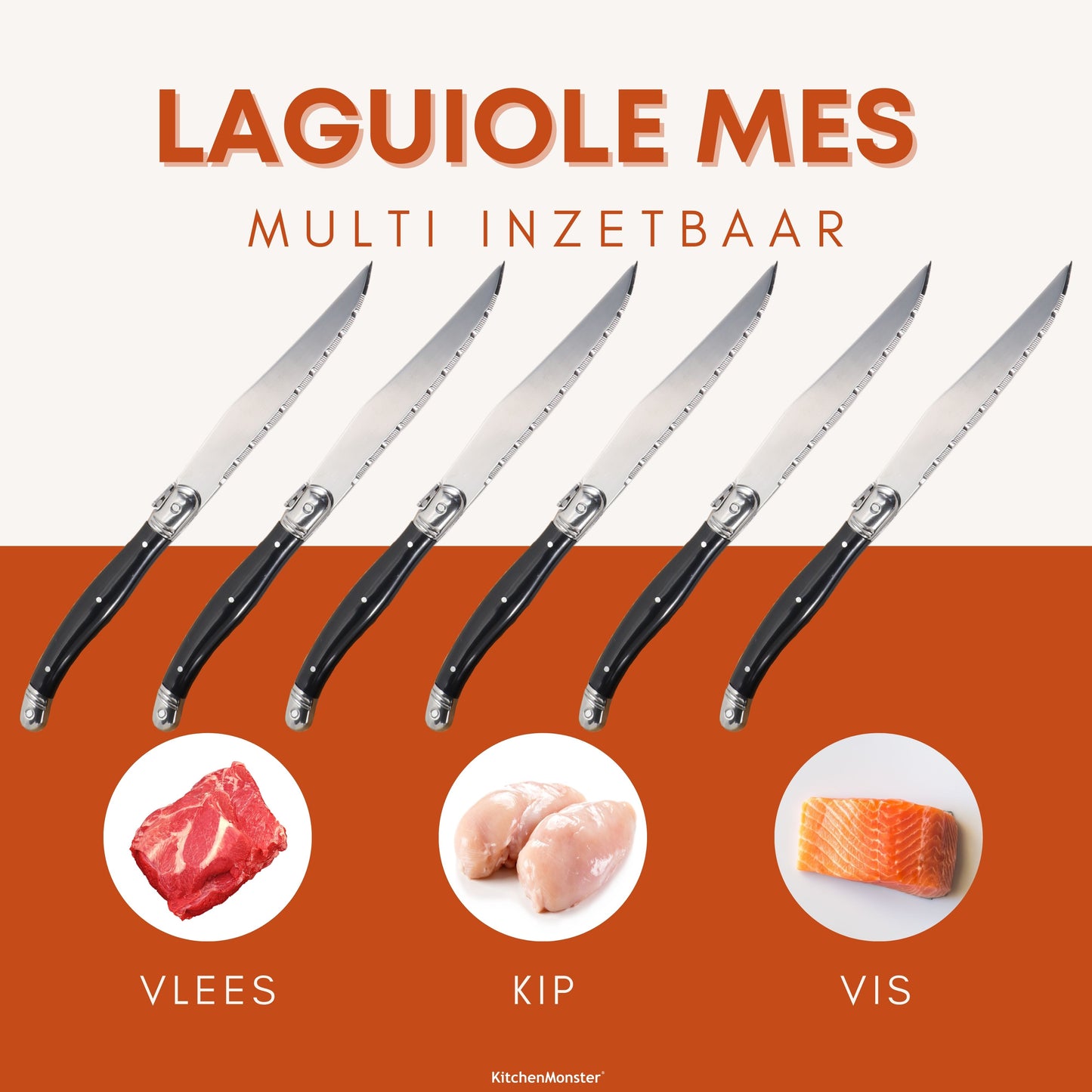 KitchenMonster® Steakmessen set van 6