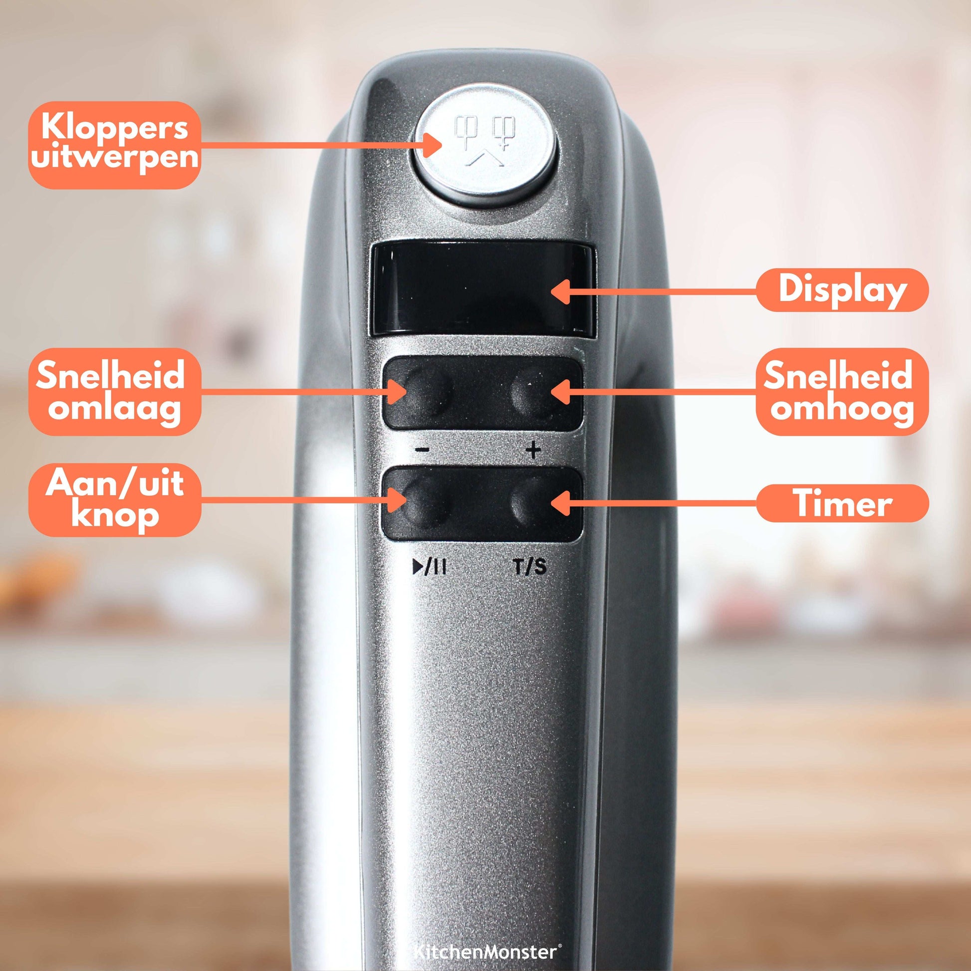 KitchenMonster® Handmixer - Mixer met 9 Snelheden en Timer - 2 KitchenMonster® Handmixer - Mixer met 9 Snelheden en Timer - 2