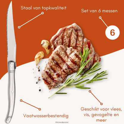 KitchenMonster® Steakmessen set van 6