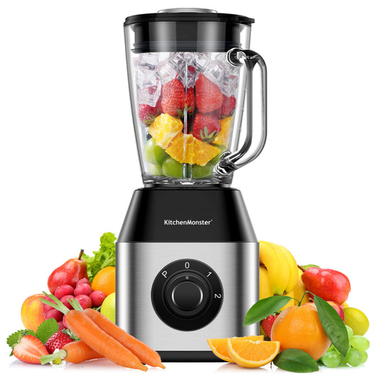 KitchenMonster® Blender Pro 1200 Watt - Smoothie Maker 1.5 Liter met 3 standen