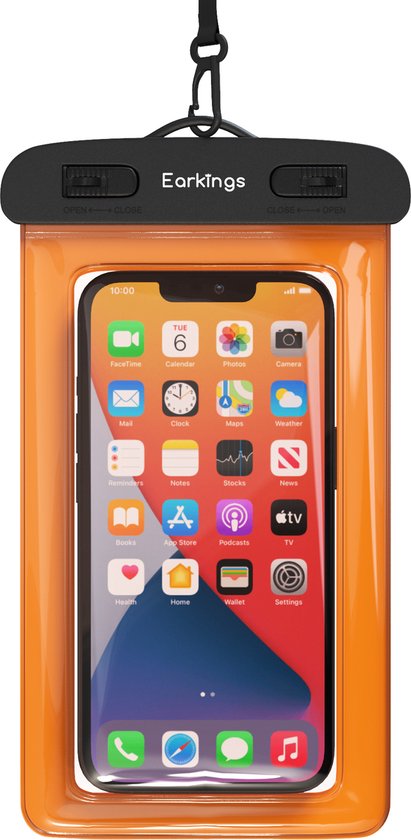 Waterdichte telefoonhoesjes Set van 2 stuks - zwart & oranje