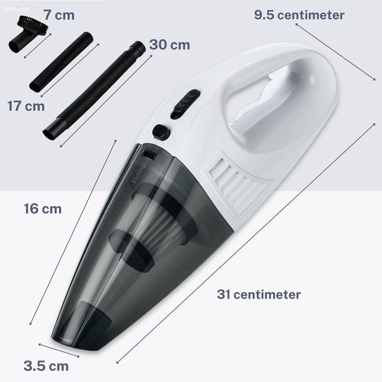 Kruimeldief Stofzuiger Snoerloos met 3 Opzetstukken incl. HEPA Filter wit