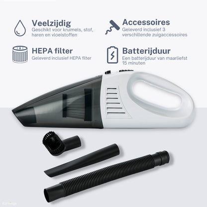 Kruimeldief Stofzuiger Snoerloos met 3 Opzetstukken incl. HEPA Filter