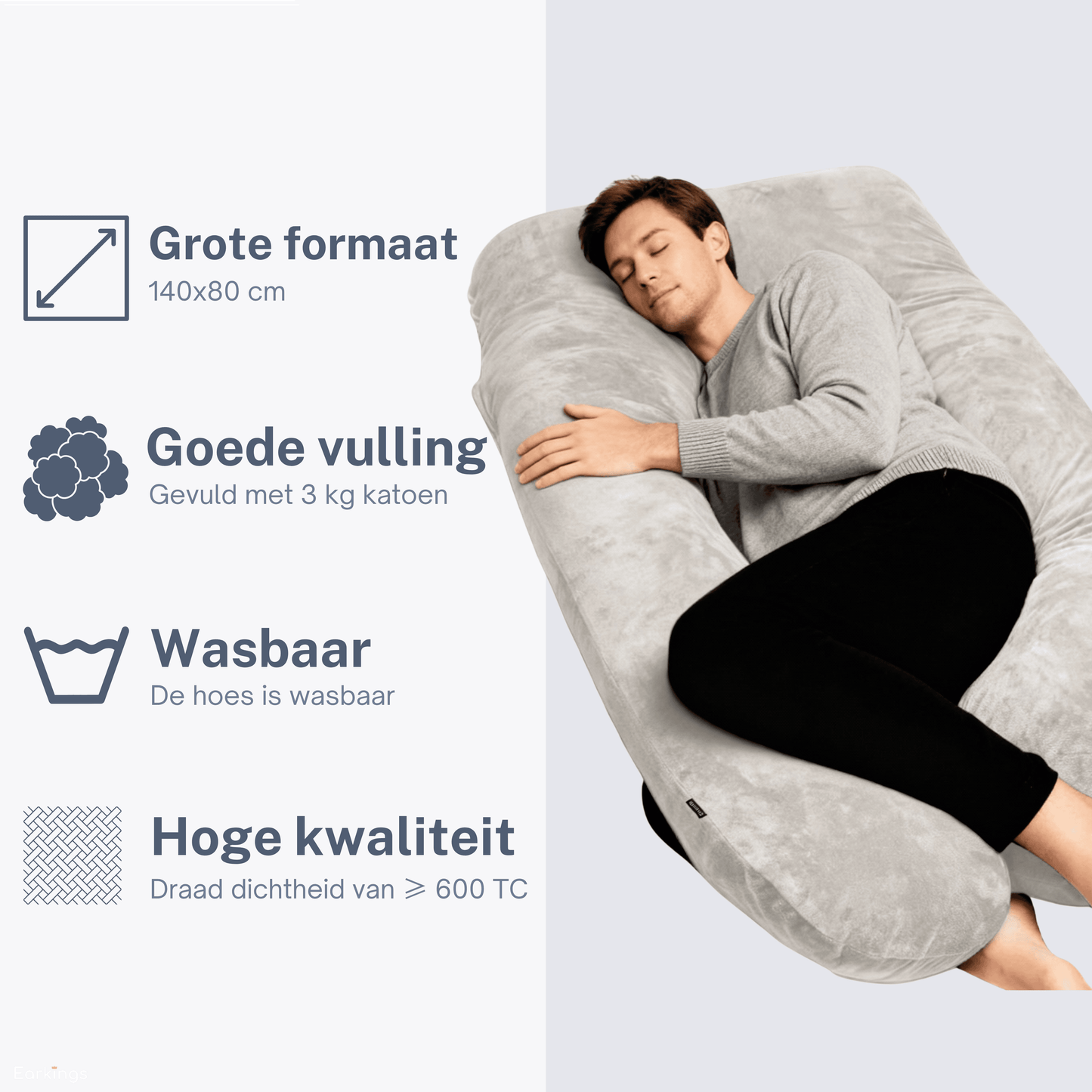 Zijslaapkussen 140x80cm