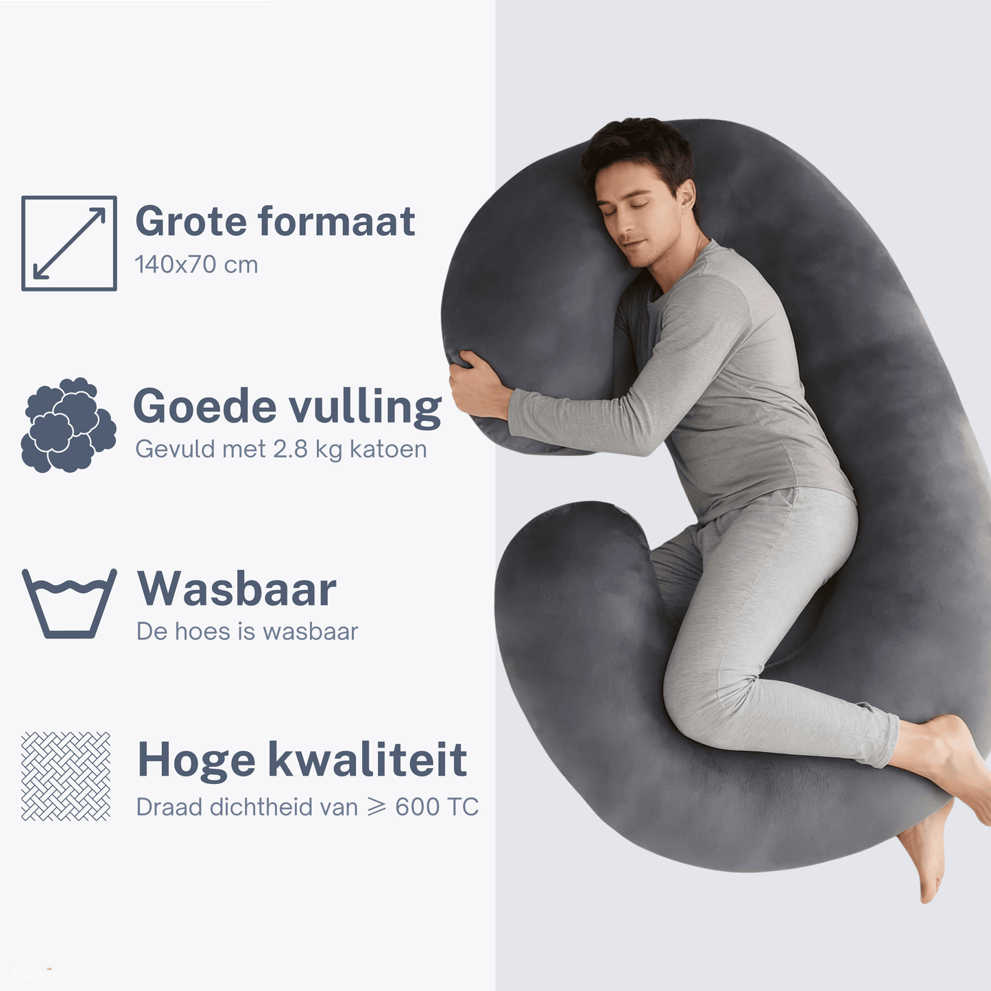 Zijslaapkussen 140x80cm