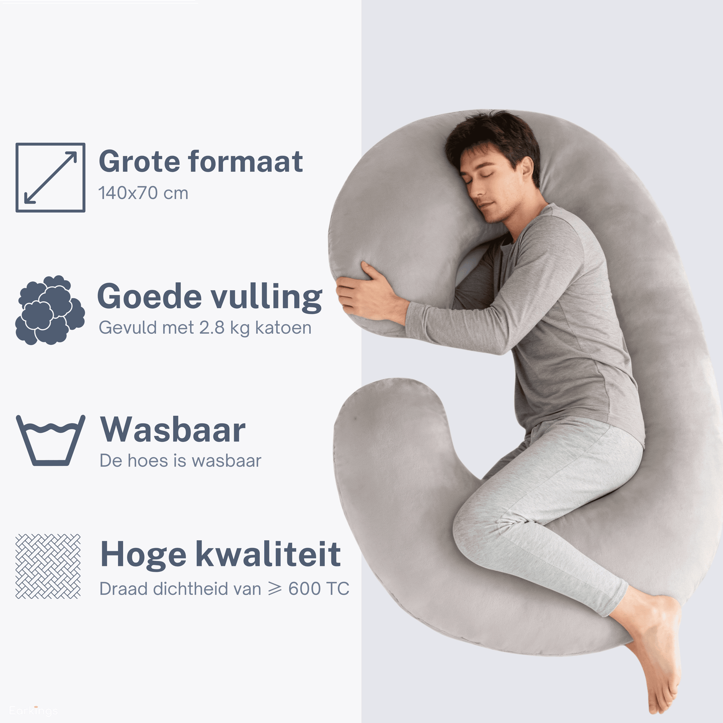 Zijslaapkussen 140x80cm