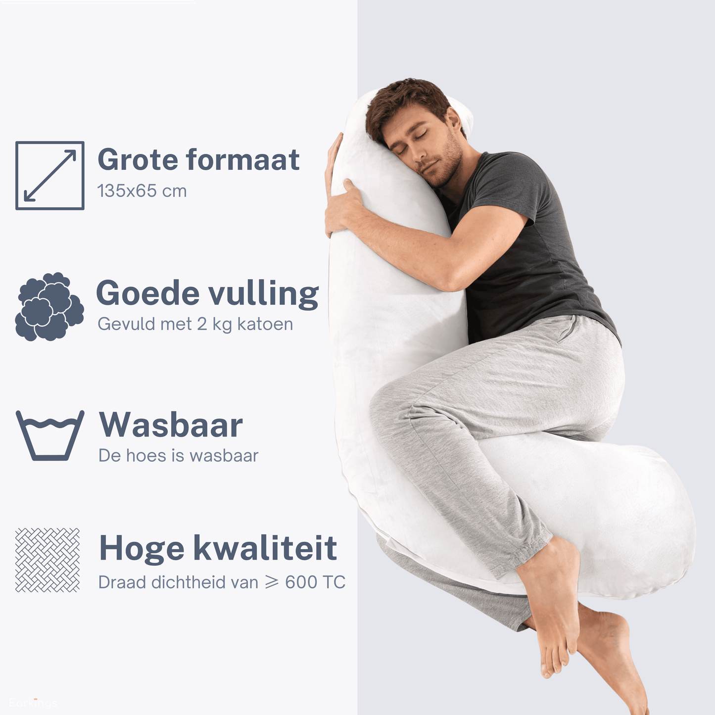 Zijslaapkussen 140x80cm